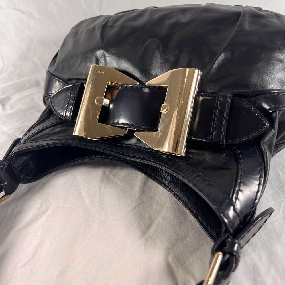GUCCI 189885 Authentic Black Leather Queen Hobo Tote Shoulder Bag Made in Italy - Picture 10 of 17